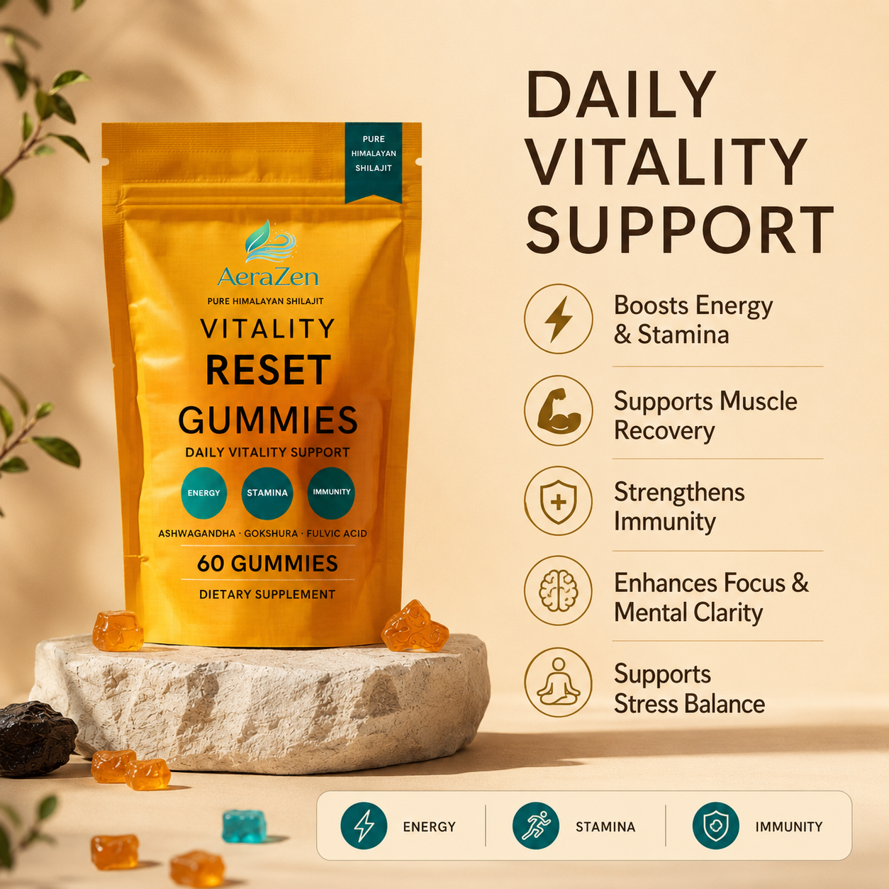 AeraZen Vitality Reset Gummies – Energy, Stamina & Immunity Support